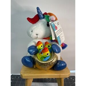 Gemmy Animated Musical Plush Toy 12" Rainbow Unicorn Christmas Deck the Halls‎